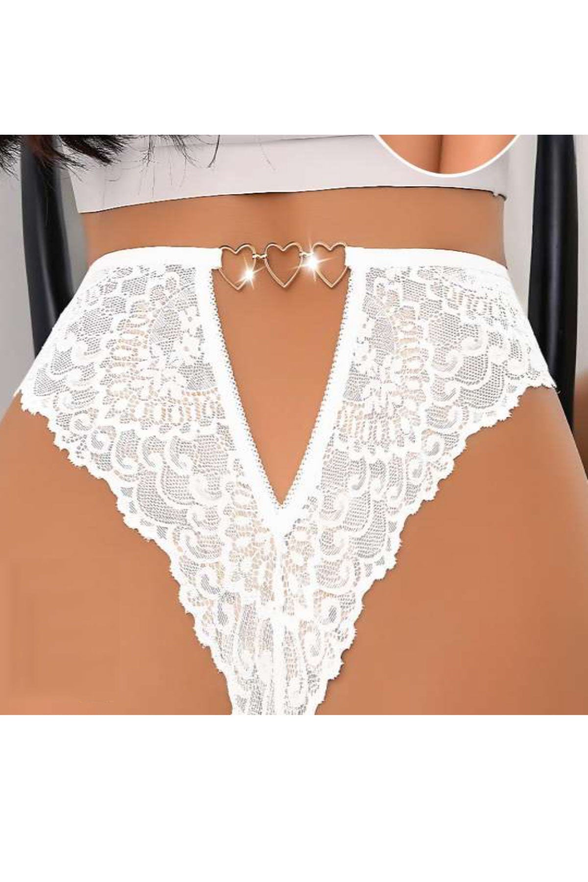 Passione Kadın Fantezi Külot Dantelli Arkası Kalp Aksesuarlı