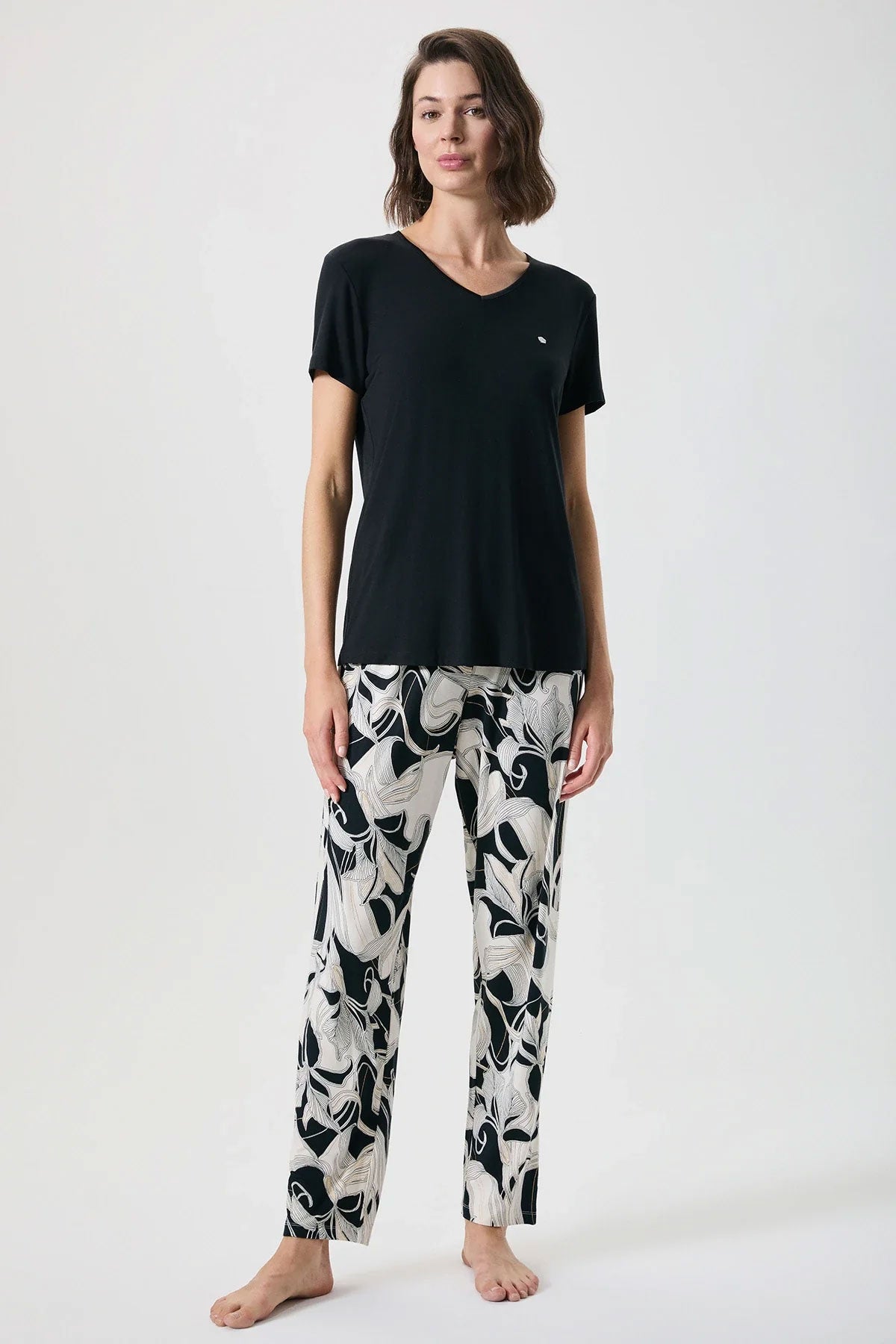 Penyemood Kadın Pijama Takımı Viskon Kısa Kollu