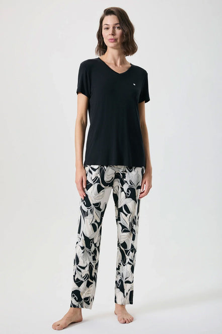 Penyemood Kadın Pijama Takımı Viskon Kısa Kollu