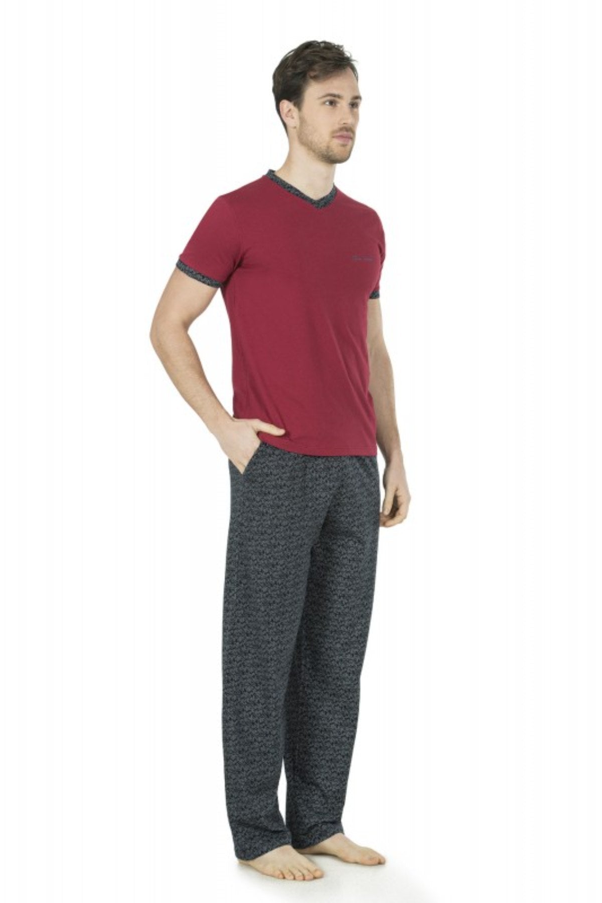 Pierre Cardin Erkek Çeyizlik 3'lü Pijama Takımı V Yaka Penye