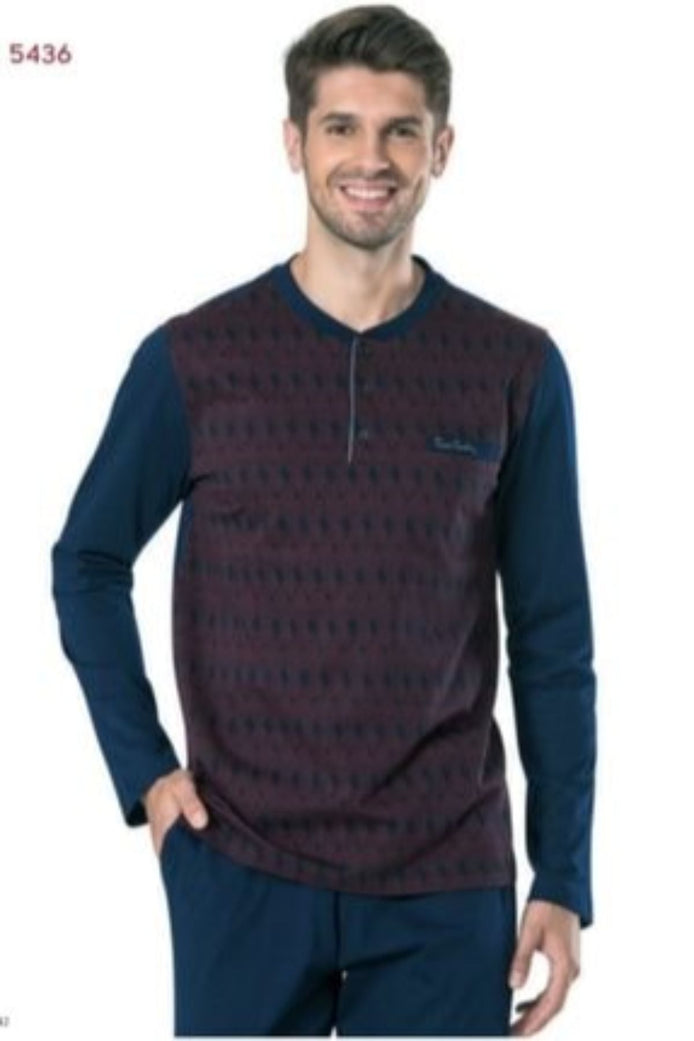 Pierre Cardin Erkek Çeyizlik Pijama Takımı 3 Düğmeli Jakar Dokumalı Pamuklu