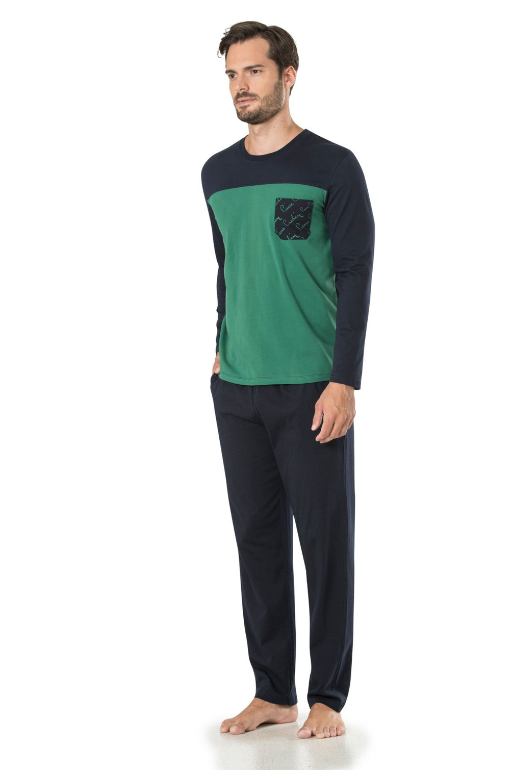 Pierre Cardin Erkek Çeyizlik Pijama Takımı Jakar Dokumalı Pamuklu