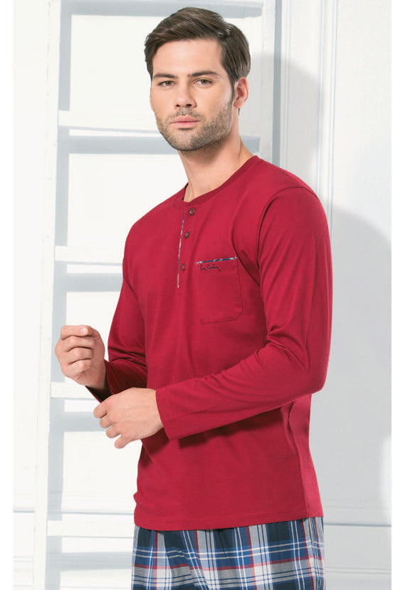 Pierre Cardin Erkek Pijama Takımı Ekoseli 3 Düğmeli