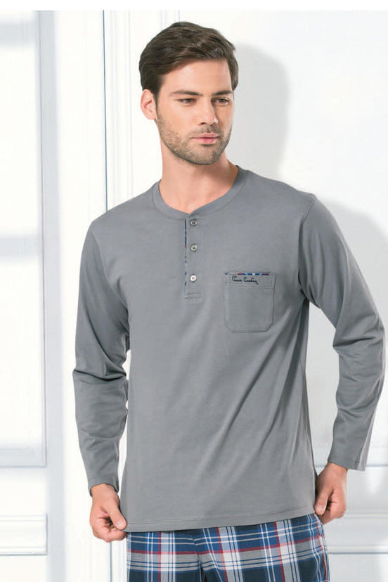 Pierre Cardin Erkek Pijama Takımı Ekoseli 3 Düğmeli