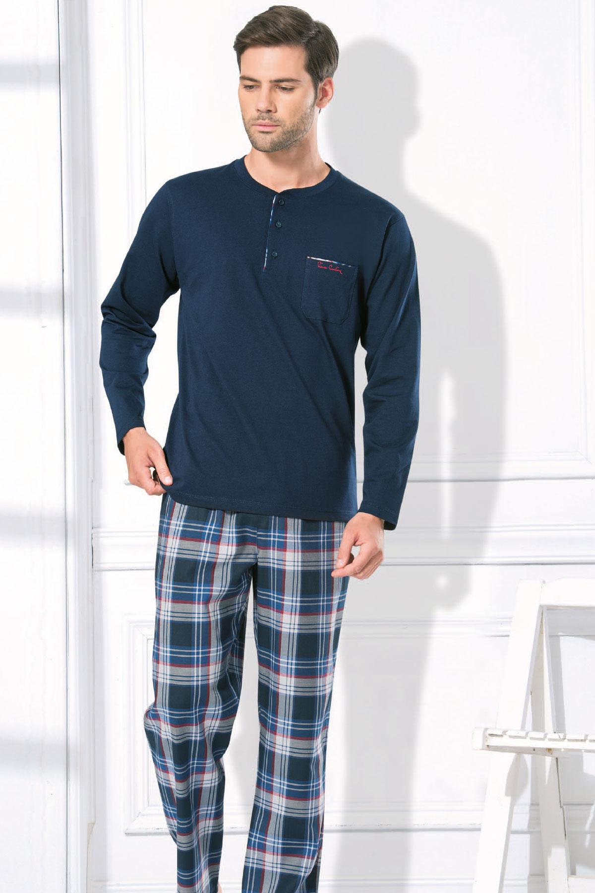 Pierre Cardin Erkek Pijama Takımı Ekoseli 3 Düğmeli