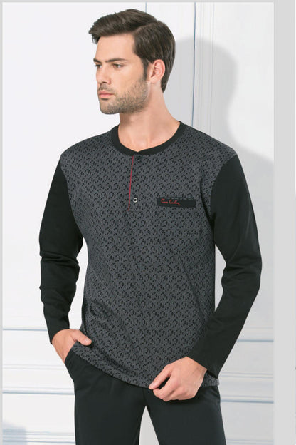 Pierre Cardin Erkek Pijama Takımı Jakarlı Göğüs Cepli