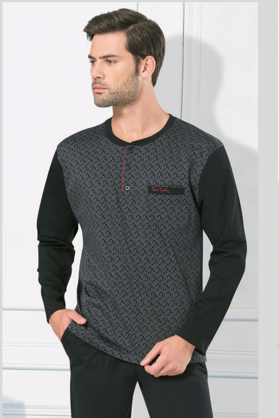 Pierre Cardin Erkek Pijama Takımı Jakarlı Göğüs Cepli