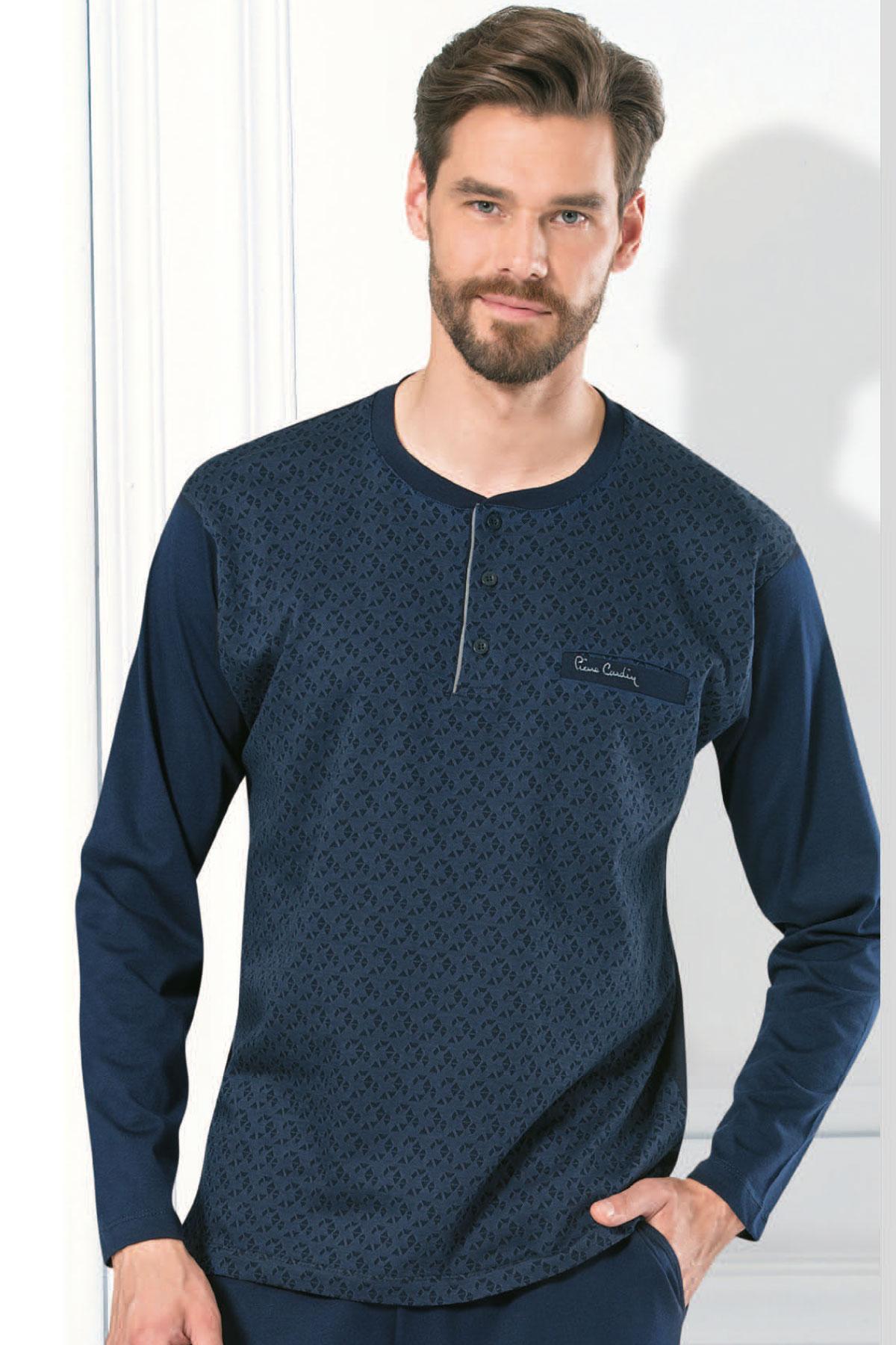 Pierre Cardin Erkek Pijama Takımı Jakarlı Göğüs Cepli