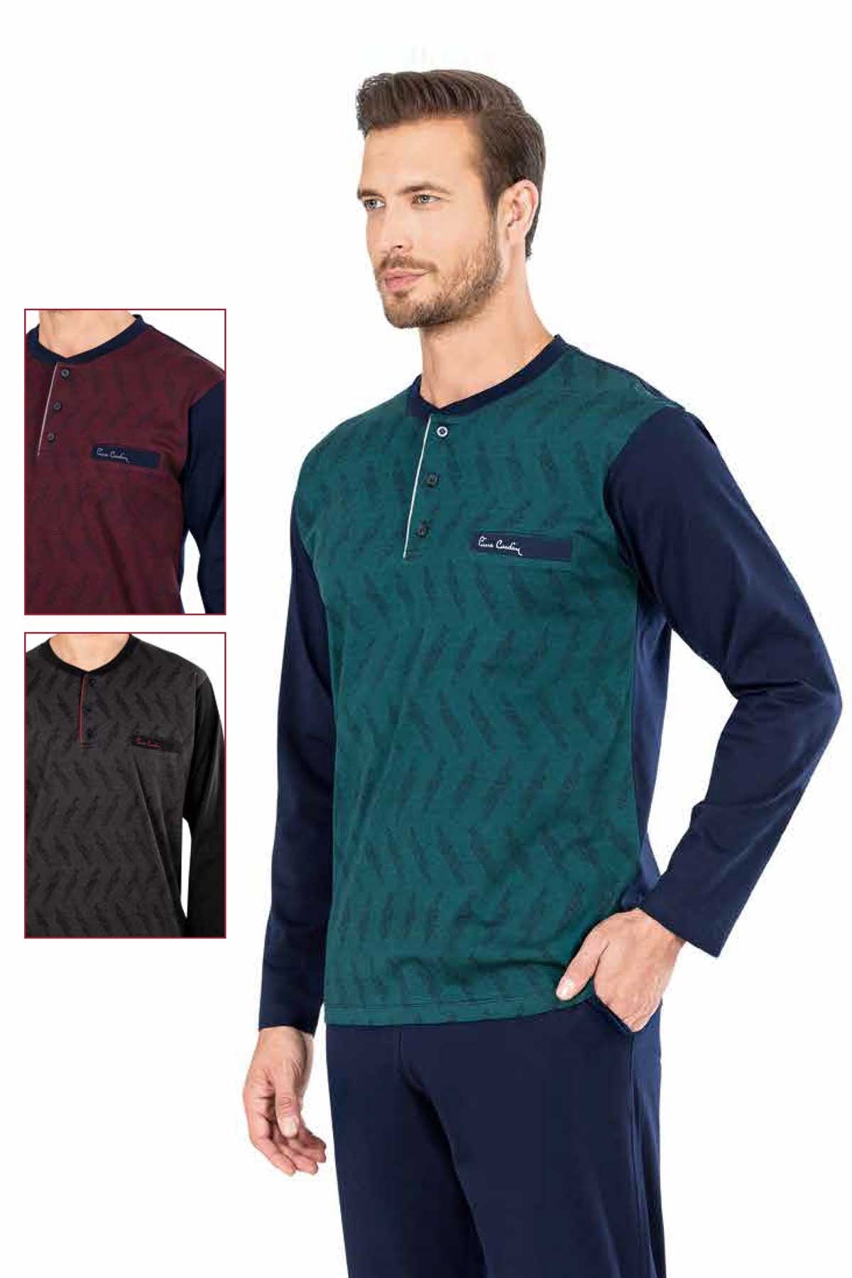 Pierre Cardin Erkek Pijama Takımı Uzun Kollu Jakarlı