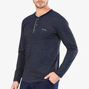 Pierre Cardin Erkek Pijama Takımı Uzun Kollu Penye Yakası Düğmeli