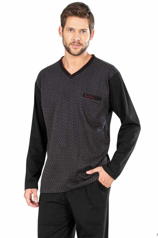 Pierre Cardin Erkek Pijama Takımı Uzun Kollu  V Yaka Jakarlı
