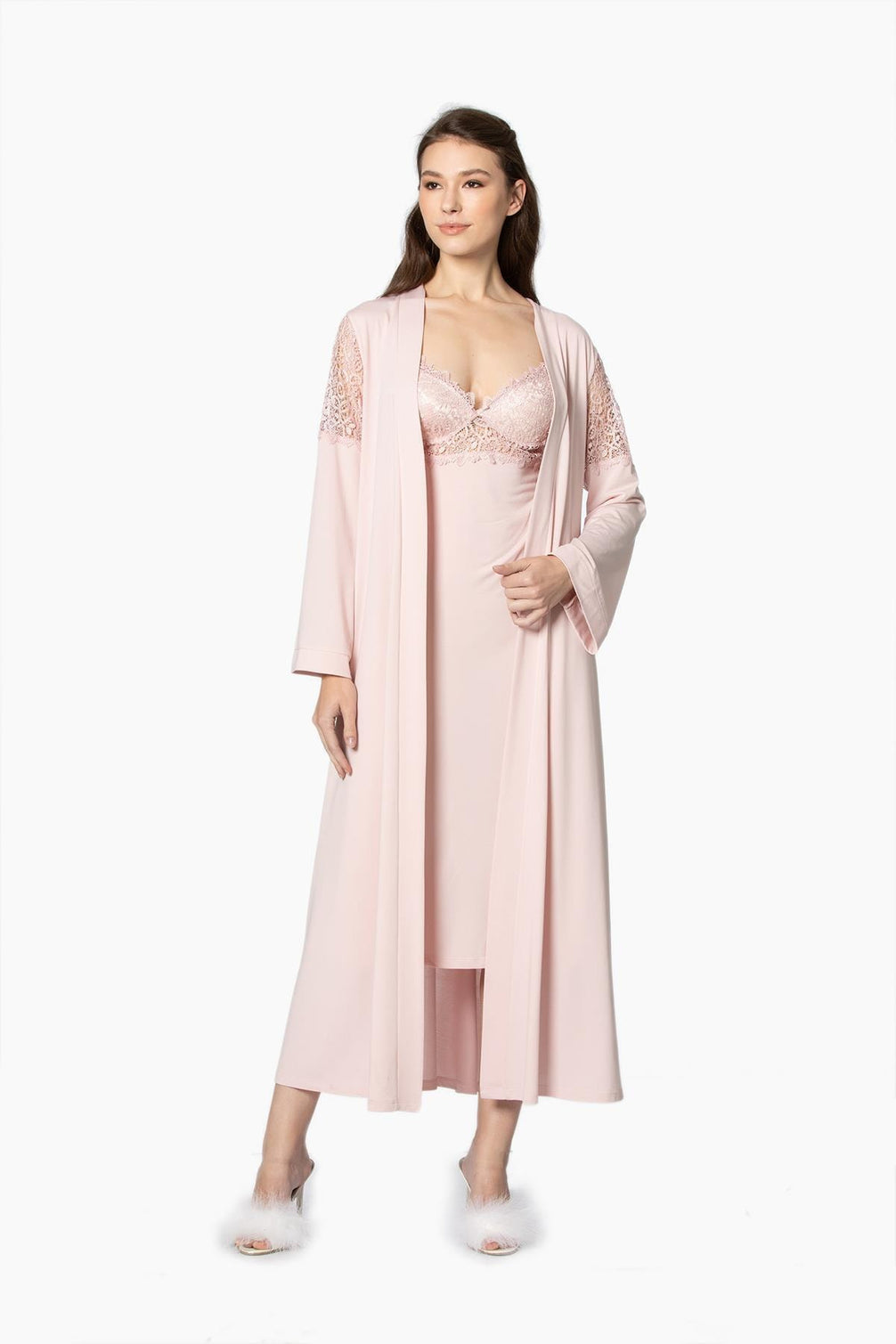 Pierre Cardin Kadın 6'lı Set Güpürlü Penye Uzun