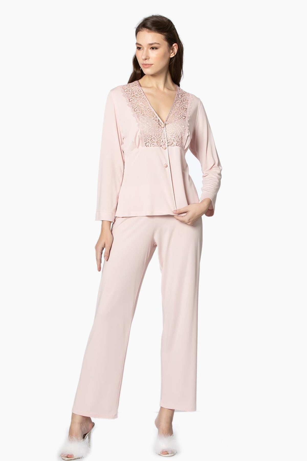 Pierre Cardin Kadın 6'lı Set Güpürlü Penye Uzun