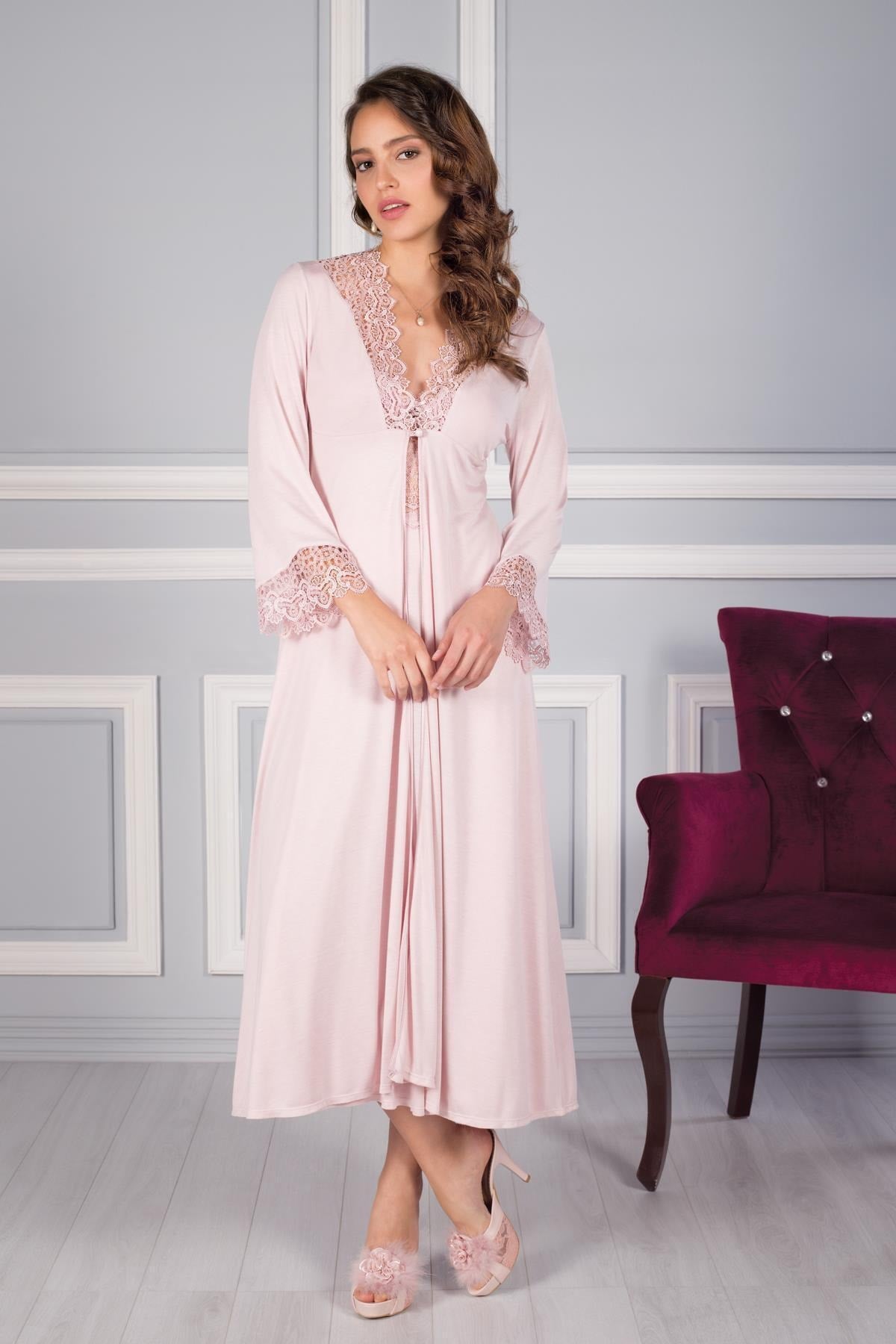 Pierre Cardin Kadın 6'lı Set Güpürlü Penye Uzun