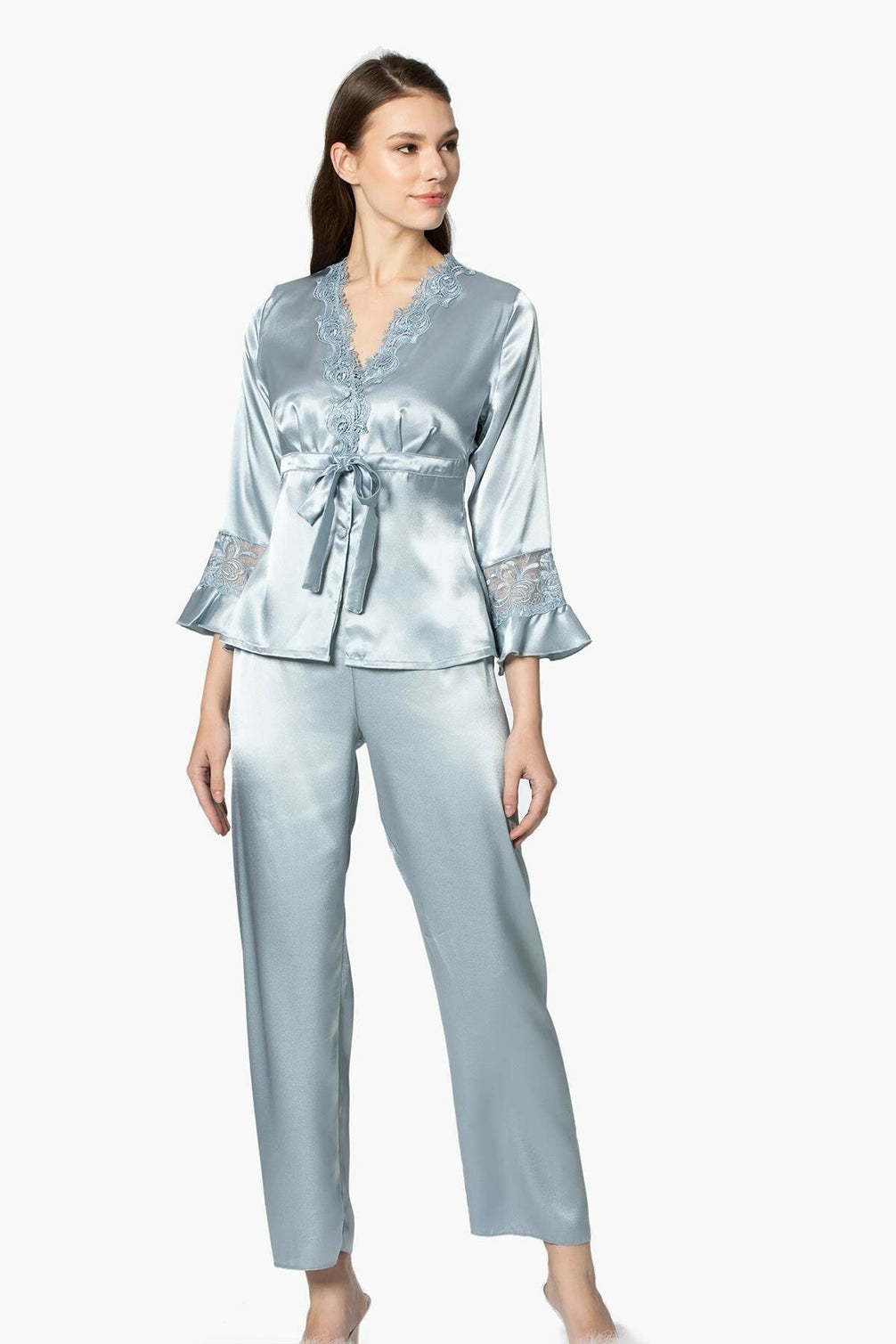 Pierre Cardin Kadın 6'lı Set Güpürlü Saten Uzun