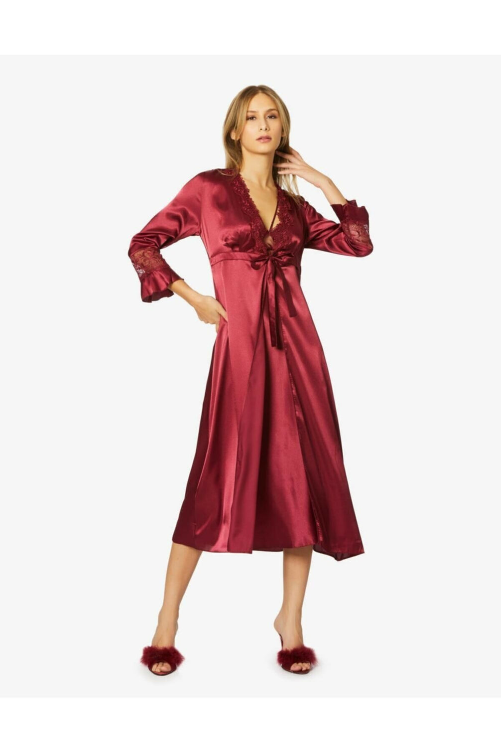 Pierre Cardin Kadın 6'lı Set Güpürlü Saten Uzun