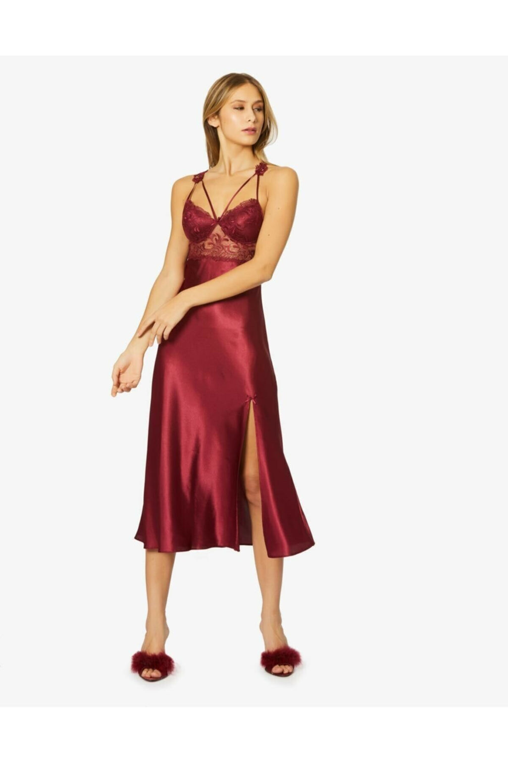 Pierre Cardin Kadın 6'lı Set Güpürlü Saten Uzun