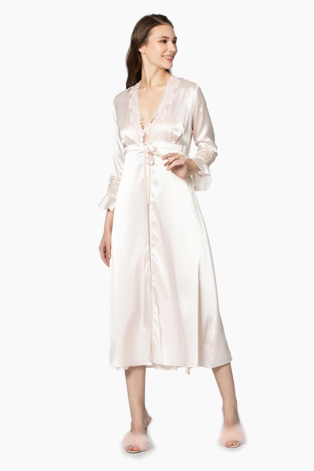 Pierre Cardin Kadın 6'lı Set Güpürlü Saten Uzun