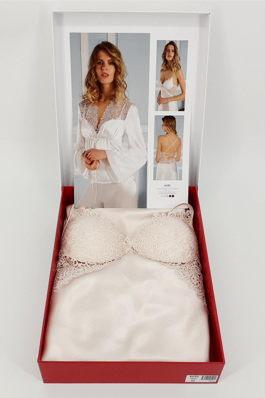 Pierre Cardin Kadın 6'lı Set Güpürlü Saten Uzun