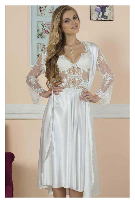 Pierre Cardin Kadın 6'lı Set Güpürlü Saten Uzun