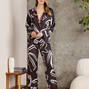 Pierre Cardin Kadın Boydan Düğmeli Saten Pijama Takımı