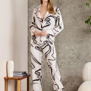 Pierre Cardin Kadın Boydan Düğmeli Saten Pijama Takımı