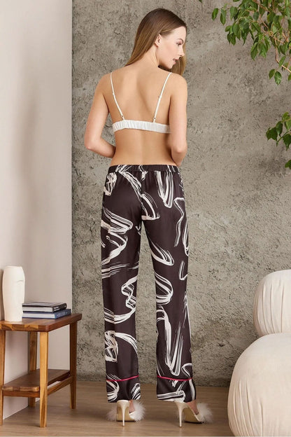 Pierre Cardin Kadın Boydan Düğmeli Saten Pijama Takımı