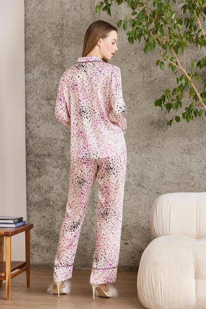 Pierre Cardin Kadın Boydan Düğmeli Saten Pijama Takımı