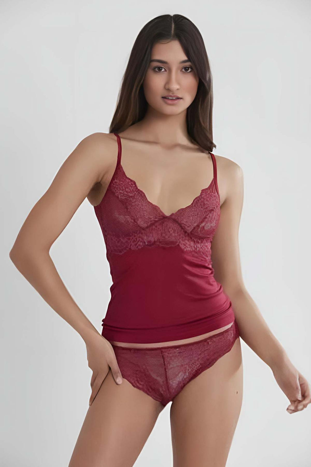 Pierre Cardin Kadın Fantezi Atlet ve Boxer Takımı Kaşkorse Dantelli