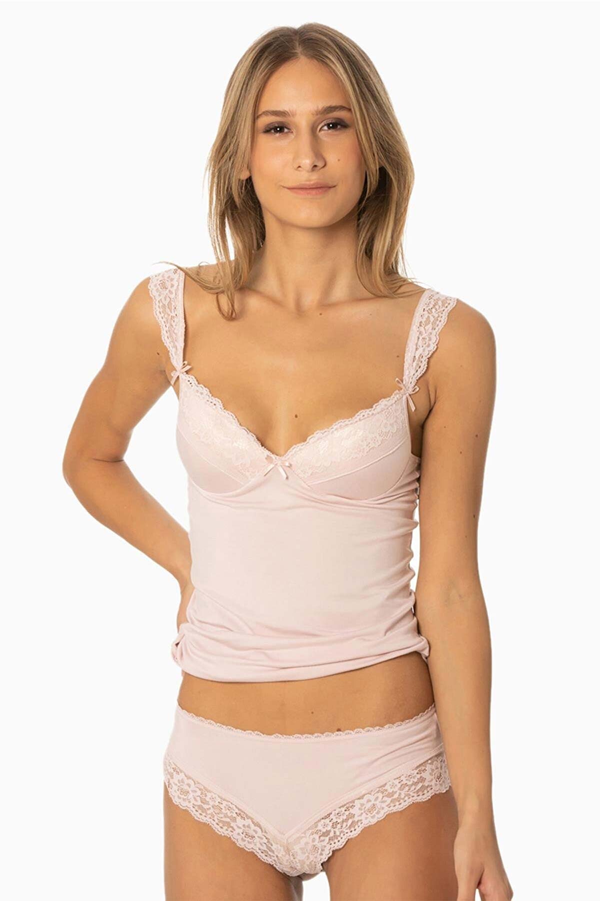 Pierre Cardin Kadın Fantezi Atlet ve Külot Takımı Omuz Dantelli