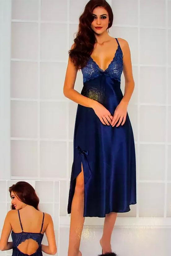 Pierre Cardin Kadın Fantezi Gecelik Dantelli Yırtmaçlı Saten