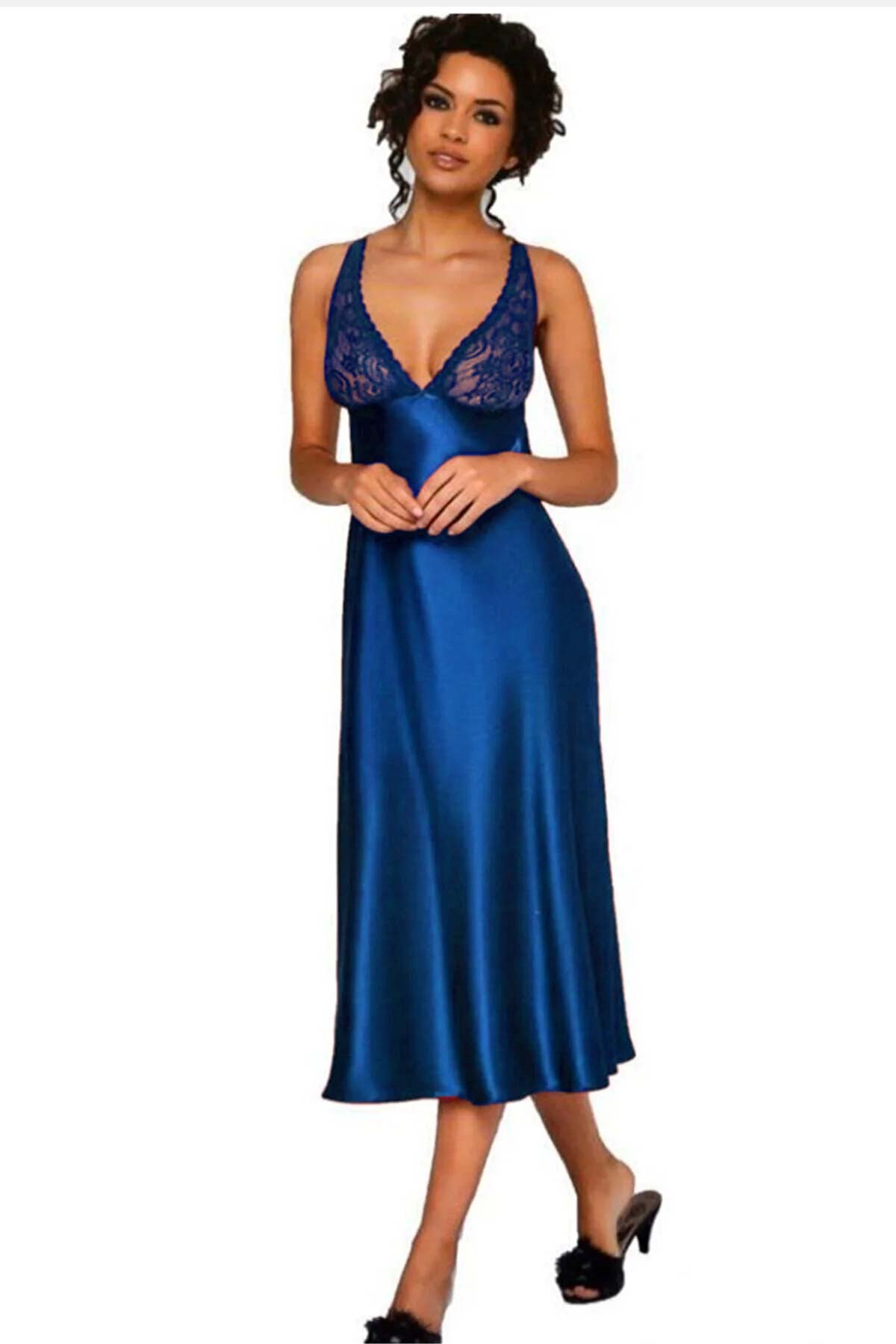 Pierre Cardin Kadın Fantezi Gecelik Uzun Dantelli Saten