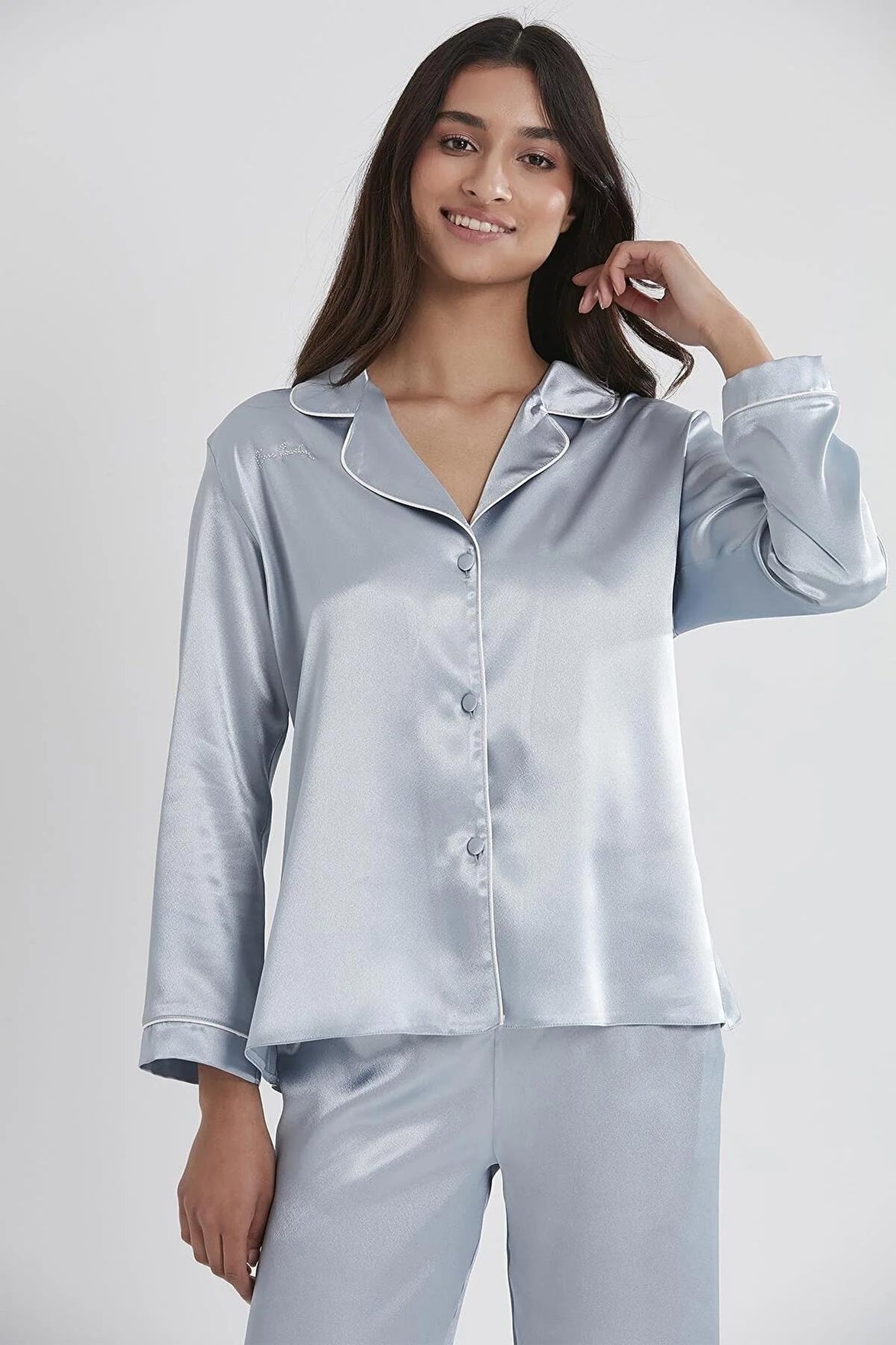 Pierre Cardin Kadın Fantezi Pijama Takımı Boydan Düğmeli Saten