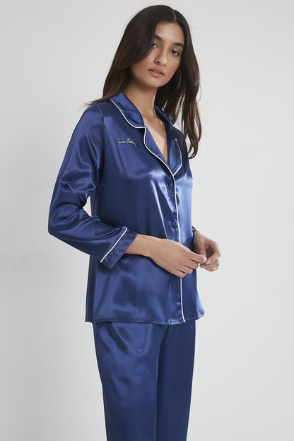 Pierre Cardin Kadın Fantezi Pijama Takımı Boydan Düğmeli Saten