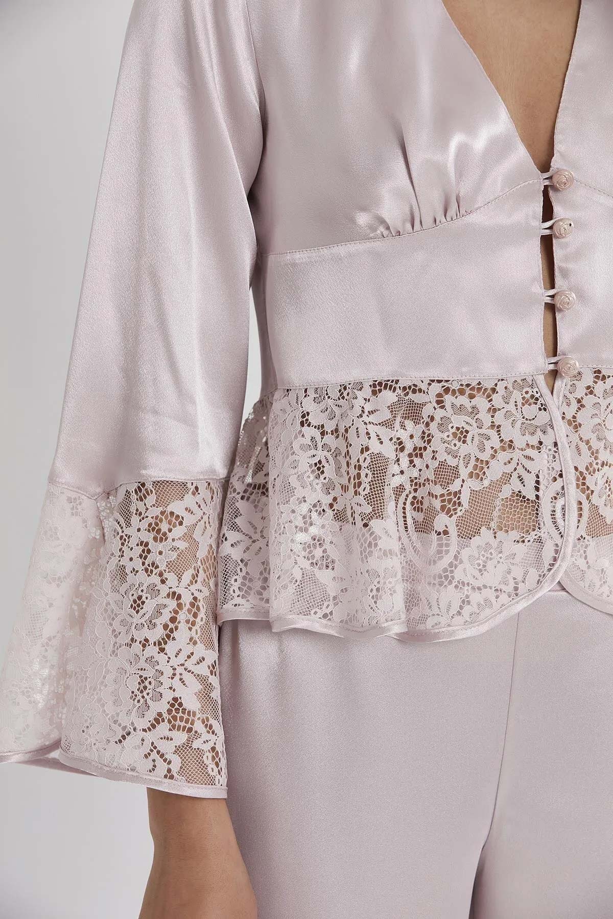 Pierre Cardin Kadın Fantezi Pijama Takımı Dantelli Saten