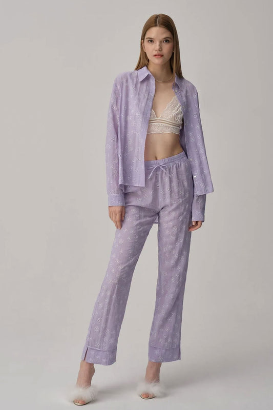 Pierre Cardin Kadın Gömlek Yaka 3'lü Pijama Takımı Büstiyerli Dantelli