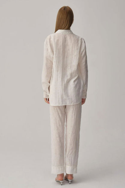 Pierre Cardin Kadın Gömlek Yaka 3'lü Pijama Takımı Büstiyerli Dantelli