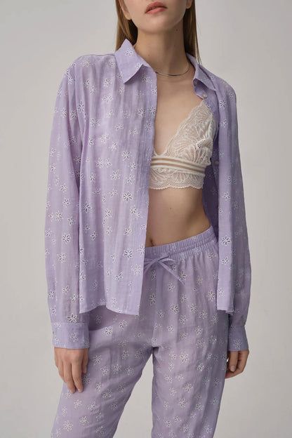 Pierre Cardin Kadın Gömlek Yaka 3'lü Pijama Takımı Büstiyerli Dantelli