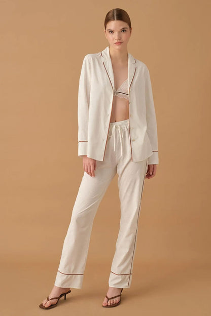 Pierre Cardin Kadın Gömlek Yaka 3'lü Pijama Takımı Büstiyerli Dantelli