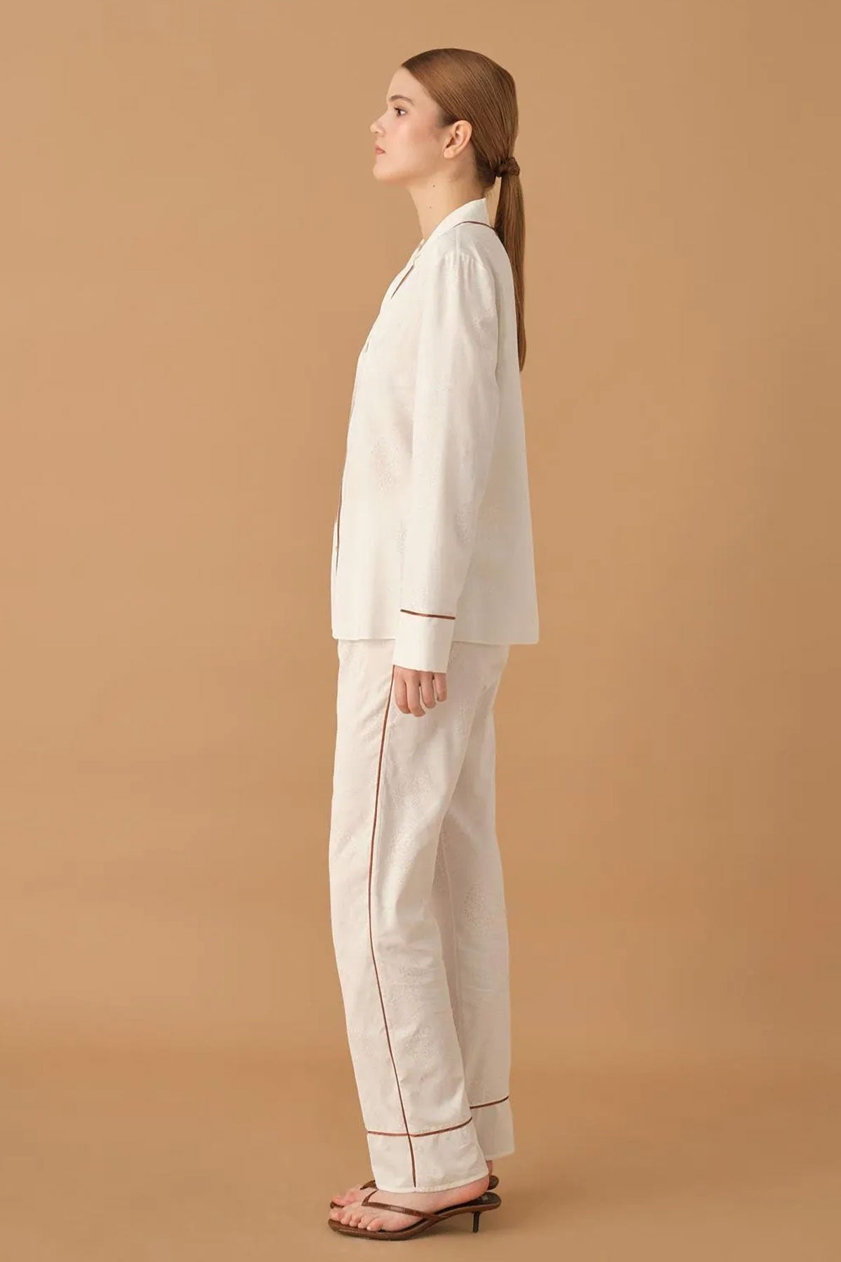 Pierre Cardin Kadın Gömlek Yaka 3'lü Pijama Takımı Büstiyerli Dantelli