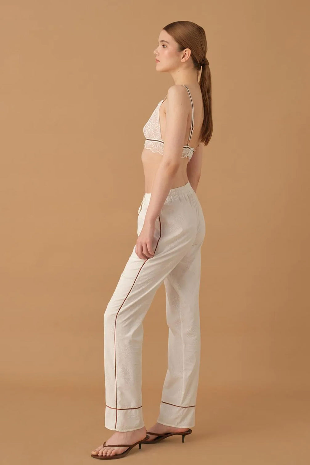 Pierre Cardin Kadın Gömlek Yaka 3'lü Pijama Takımı Büstiyerli Dantelli