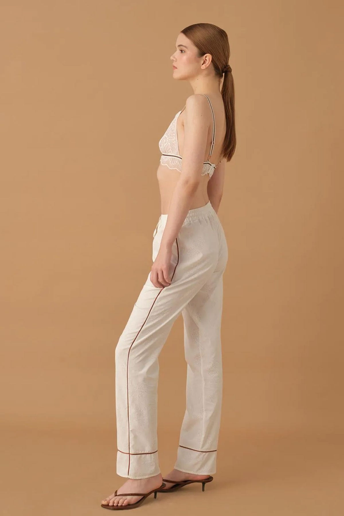 Pierre Cardin Kadın Gömlek Yaka 3'lü Pijama Takımı Büstiyerli Dantelli