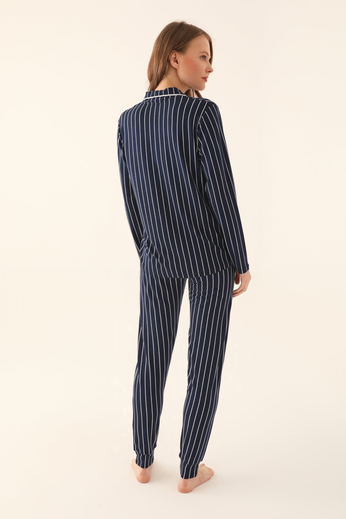 Pierre Cardin Kadın Gömlek Yaka Uzun Kollu Pijama Takımı Süprem