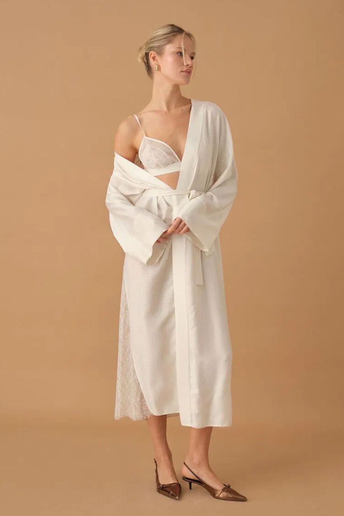 Pierre Cardin Kadın İpek Saten 7'li Set Uzun Güpürlü