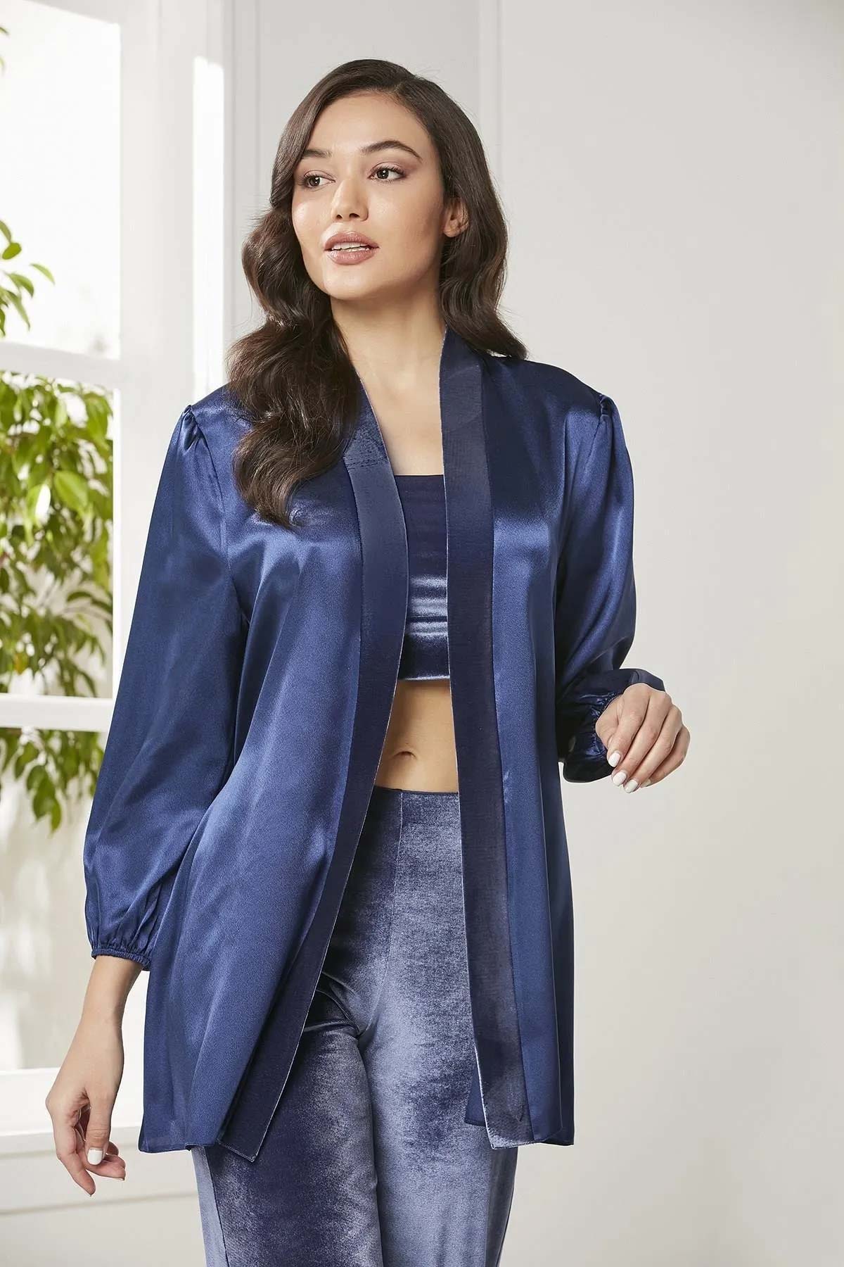 Pierre Cardin Kadın Kadife 3lü Çeyizlik Pijama Takımı