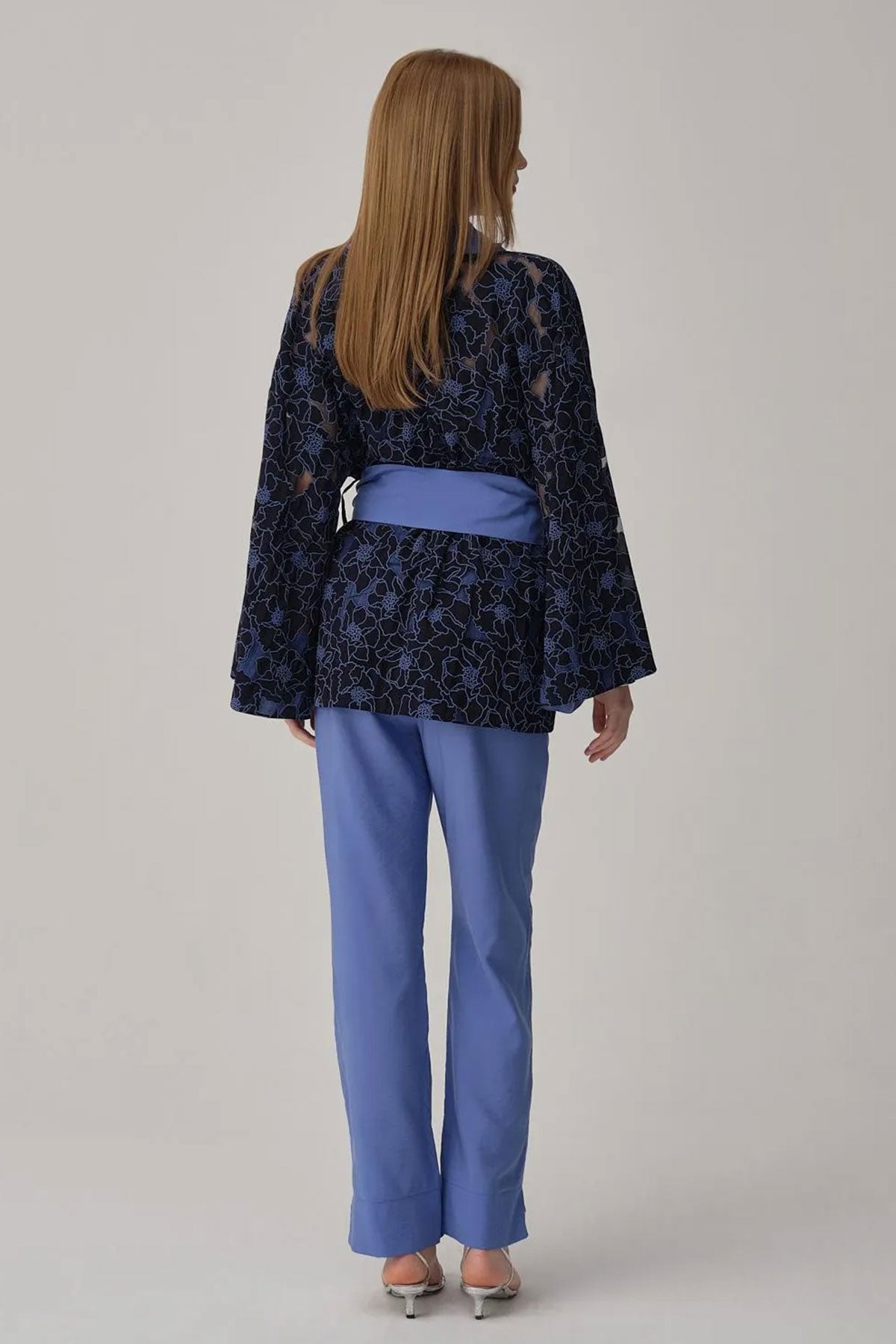 Pierre Cardin Kadın Kimonolu 3'lü Pijama Takımı Transparan İp Askılı