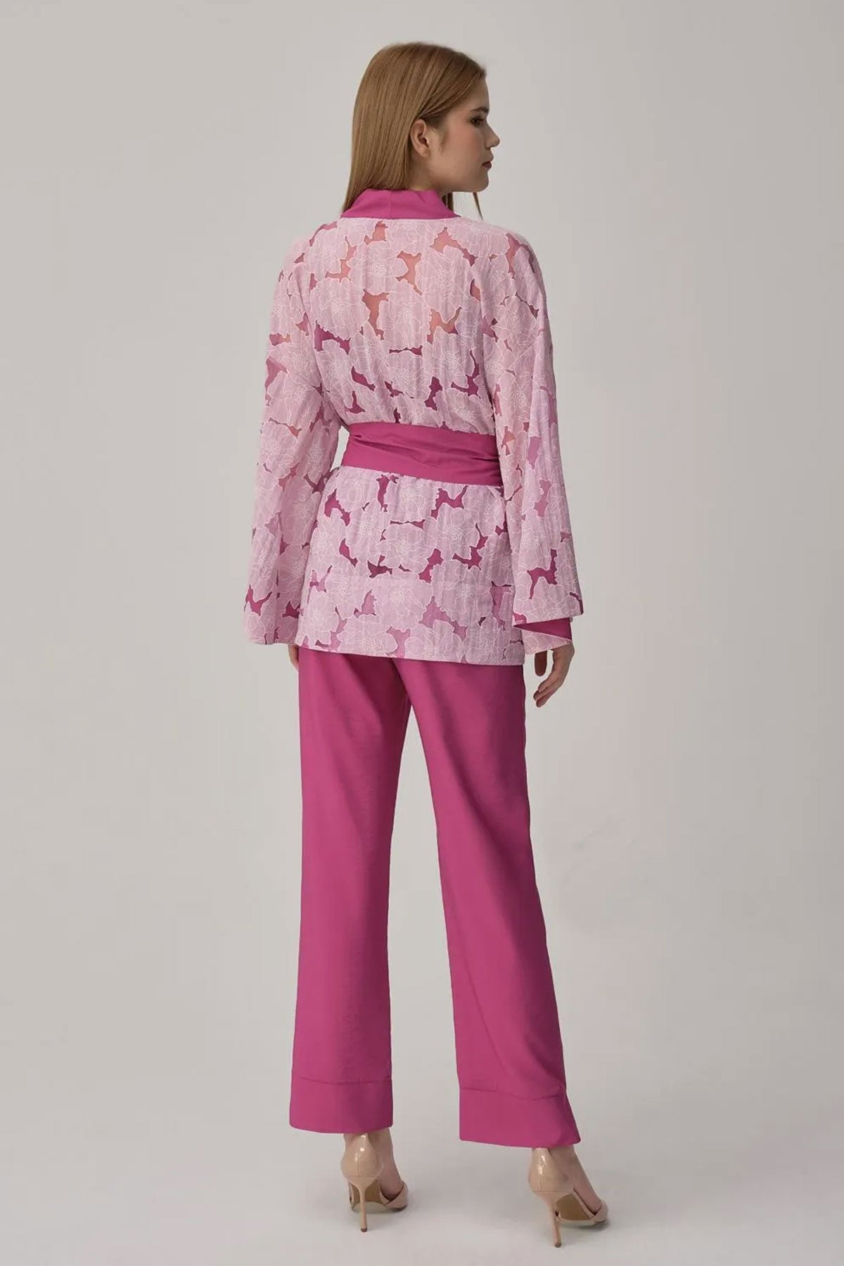 Pierre Cardin Kadın Kimonolu 3'lü Pijama Takımı Transparan İp Askılı