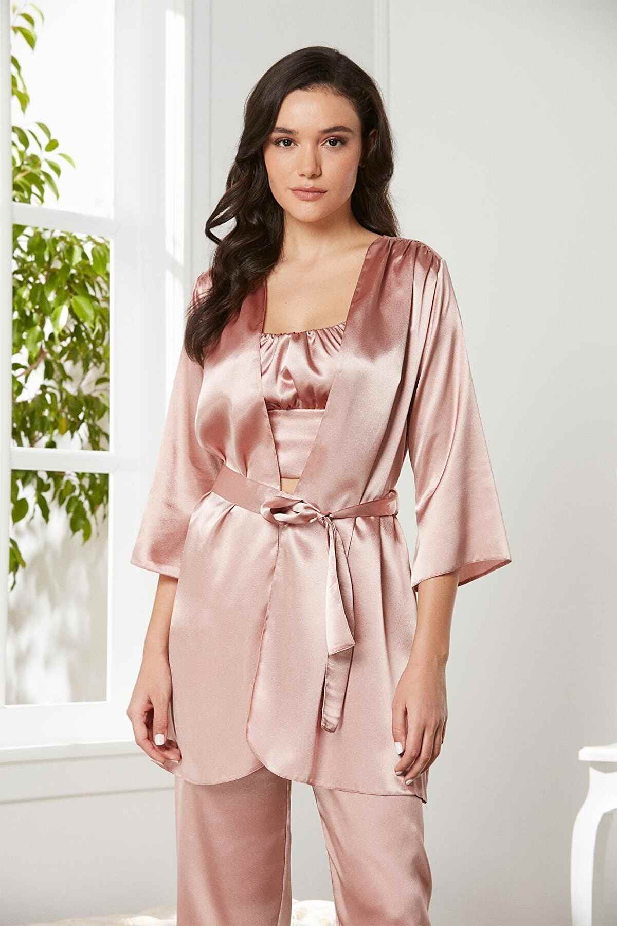 Pierre Cardin Kadın Pijama Takımı 3'lü Saten