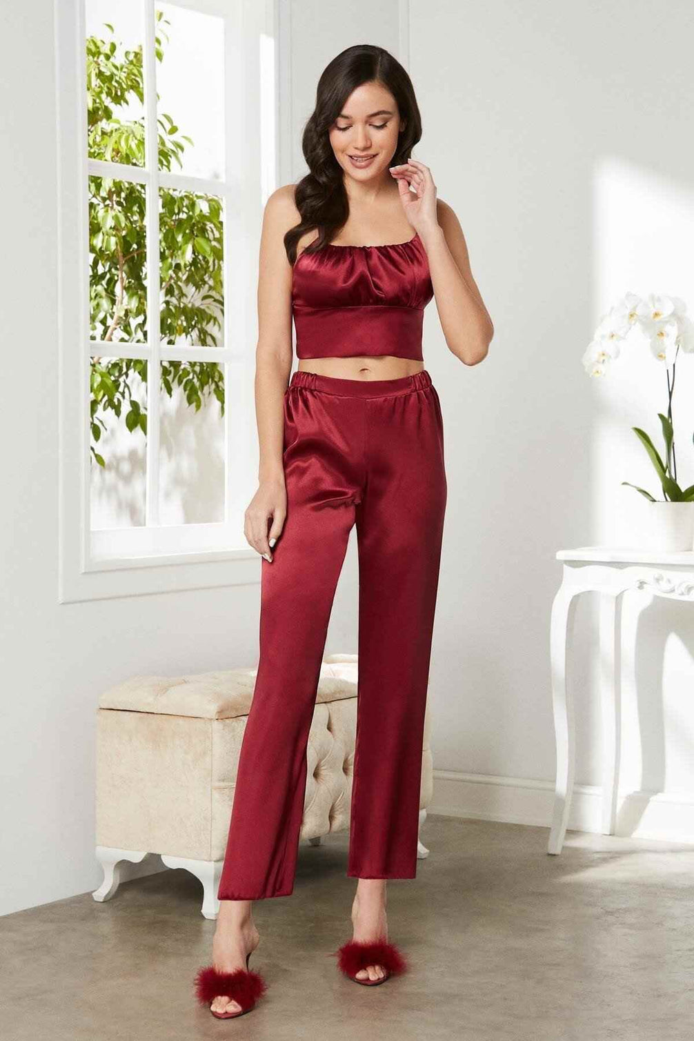 Pierre Cardin Kadın Pijama Takımı 3'lü Saten