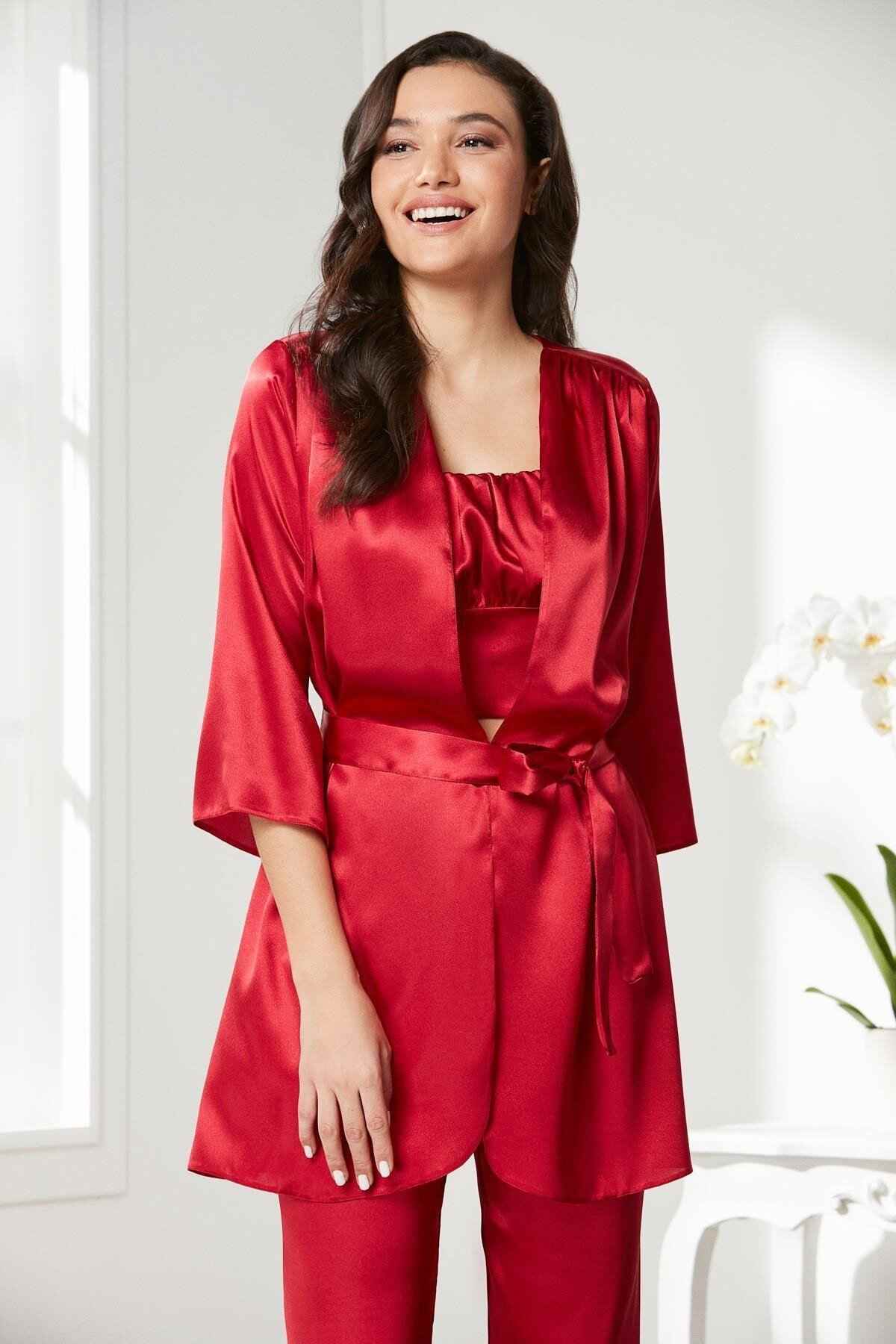 Pierre Cardin Kadın Pijama Takımı 3'lü Saten